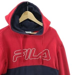 Fila Men's Pullover Hoodie Kangaroo Pocket Red Blue XL Extra Large Sweater